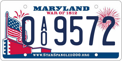 MD license plate 0AO9572