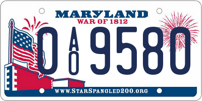 MD license plate 0AO9580