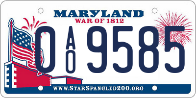 MD license plate 0AO9585