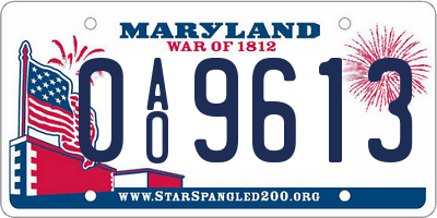MD license plate 0AO9613