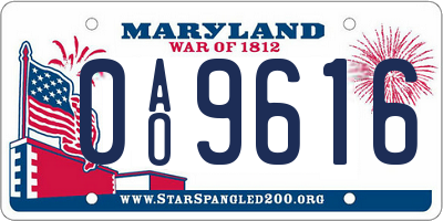 MD license plate 0AO9616