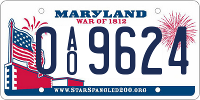 MD license plate 0AO9624