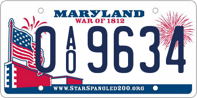 MD license plate 0AO9634