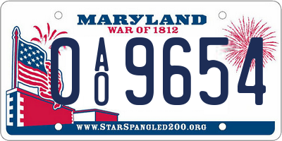 MD license plate 0AO9654