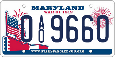 MD license plate 0AO9660