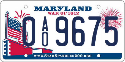 MD license plate 0AO9675