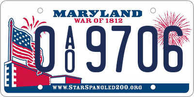 MD license plate 0AO9706