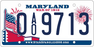 MD license plate 0AO9713