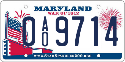 MD license plate 0AO9714