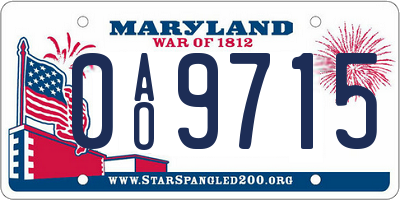 MD license plate 0AO9715