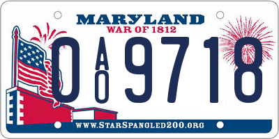 MD license plate 0AO9718