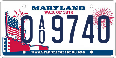 MD license plate 0AO9740