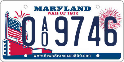 MD license plate 0AO9746