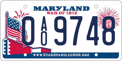 MD license plate 0AO9748