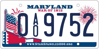 MD license plate 0AO9752