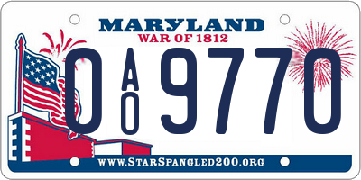 MD license plate 0AO9770