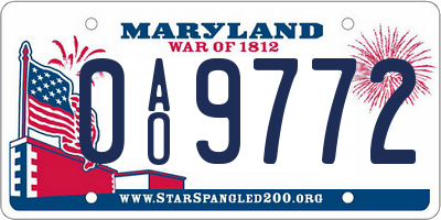 MD license plate 0AO9772
