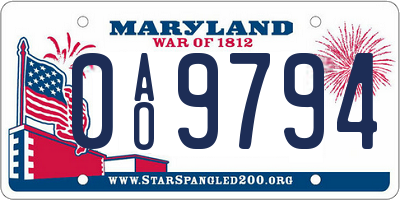 MD license plate 0AO9794