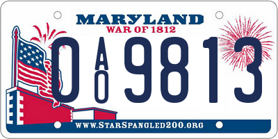 MD license plate 0AO9813