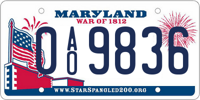 MD license plate 0AO9836