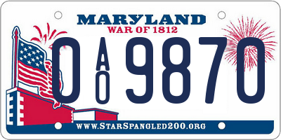 MD license plate 0AO9870