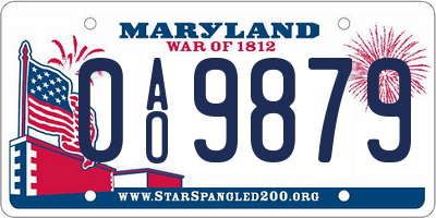 MD license plate 0AO9879