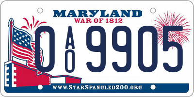 MD license plate 0AO9905