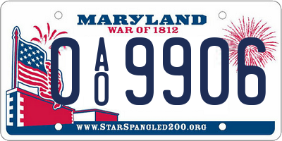 MD license plate 0AO9906