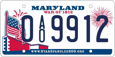 MD license plate 0AO9912