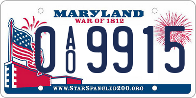 MD license plate 0AO9915