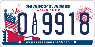 MD license plate 0AO9918