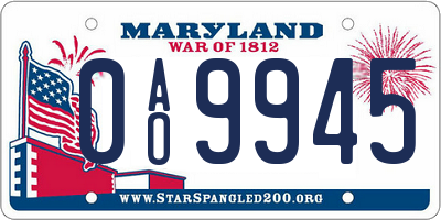 MD license plate 0AO9945