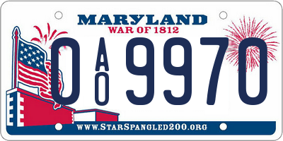 MD license plate 0AO9970
