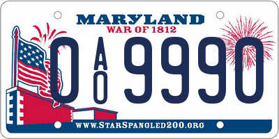 MD license plate 0AO9990