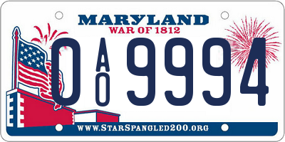 MD license plate 0AO9994