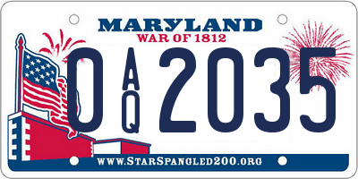 MD license plate 0AQ2035