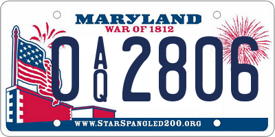 MD license plate 0AQ2806
