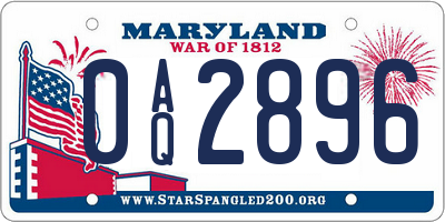 MD license plate 0AQ2896
