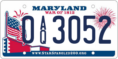 MD license plate 0AQ3052