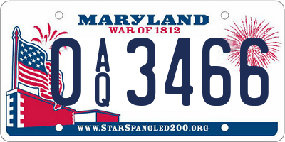 MD license plate 0AQ3466