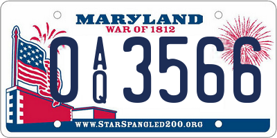 MD license plate 0AQ3566