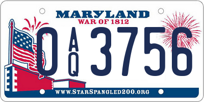 MD license plate 0AQ3756