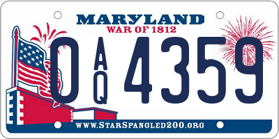 MD license plate 0AQ4359