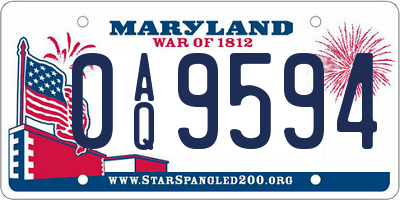 MD license plate 0AQ9594