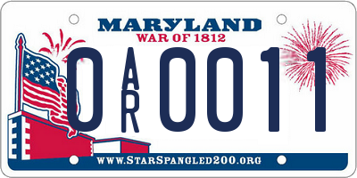 MD license plate 0AR0011