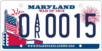 MD license plate 0AR0015