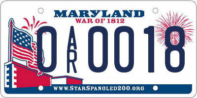 MD license plate 0AR0018