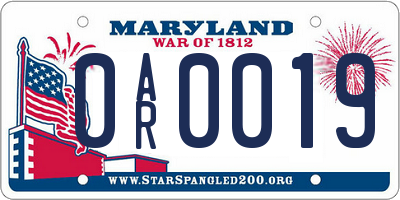 MD license plate 0AR0019