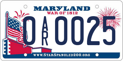 MD license plate 0AR0025