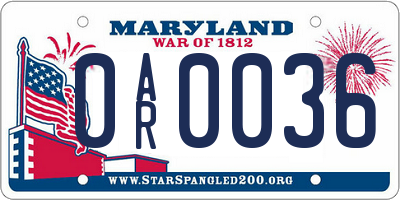 MD license plate 0AR0036